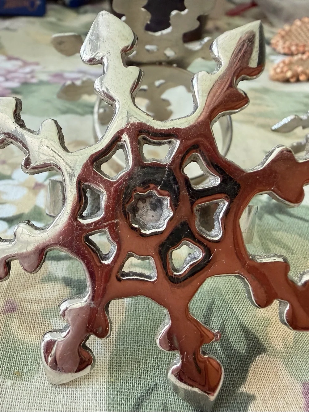 Silver Tone Snowflake Napkin Rings - Set of 3